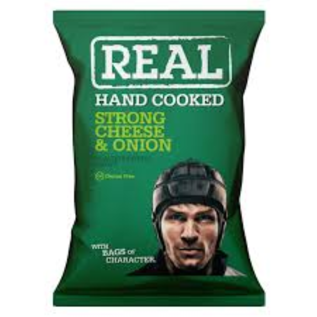 REAL STRONG CHEESE & ONION CRISPS 150G